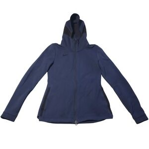 Nike Hooded Tech Fleece Jacket Womens XS Navy Blue Full Zip Scuba Hoodie Running